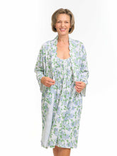 Load image into Gallery viewer, Hydrangea Pima Knit Bundle: Short Classic Robe + Short Pleated Slip Nightgown
