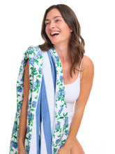 Load image into Gallery viewer, Hydrangea/Striped Beach Towel