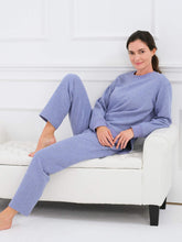 Load image into Gallery viewer, Blue Crew-neck Quilted Loungewear Set