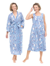 Load image into Gallery viewer, Blue Lily-of-the-Valley Bundle: Classic Robe + Gathered Nightgown