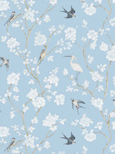 Load image into Gallery viewer, Pale Blue Gardenia Clay Coated Wallpaper