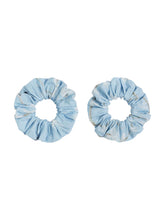 Load image into Gallery viewer, Pale Blue Gardenia Hair Scrunchies