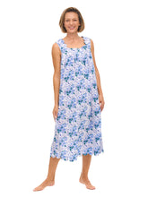 Load image into Gallery viewer, Blue Floral Gathered Nightgown