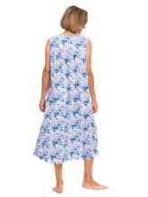 Load image into Gallery viewer, Blue Floral Gathered Nightgown