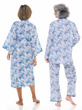 Load image into Gallery viewer, Blue Floral Bundle: Kimono Robe + Pajamas