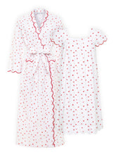 Load image into Gallery viewer, Hearts & Arrows Bundle: Classic Robe + Cap Sleeve Short Nightgown