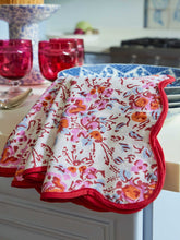 Load image into Gallery viewer, Pink Floral Scalloped Napkins (set of 4)