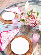 Load image into Gallery viewer, Pink Floral Scalloped Napkins (set of 4)