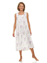 Load image into Gallery viewer, Lavender Print Gathered Nightgown