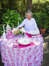 Load image into Gallery viewer, Pink Floral Scalloped Tablecloth