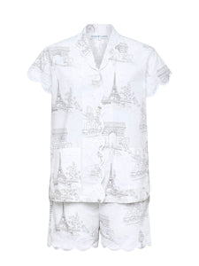 Paris Print Short Sleeve PJ with Shorts