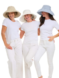 Beige Pleated Sun-Travel Hat