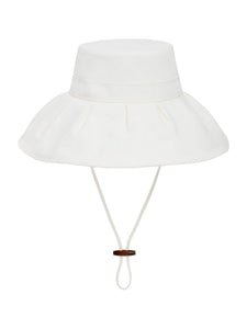 White Pleated Sun-Travel Hat