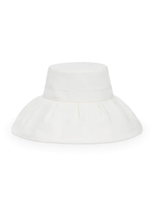 White Pleated Sun-Travel Hat