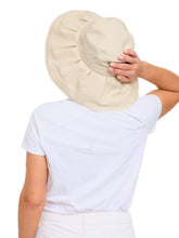 Load image into Gallery viewer, Beige Pleated Sun-Travel Hat
