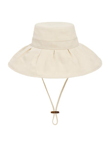 Beige Pleated Sun-Travel Hat