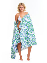 Load image into Gallery viewer, Hydrangea/Striped Beach Towel
