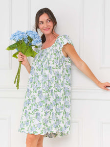 Hydrangea Pima Knit Cap Sleeve Short Nightgown