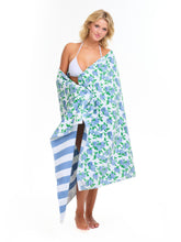 Load image into Gallery viewer, Hydrangea/Striped Beach Towel
