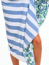 Load image into Gallery viewer, Hydrangea/Striped Beach Towel
