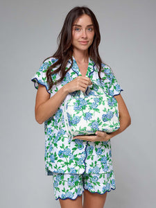 Hydrangea Medium Handle Cosmetic Bag