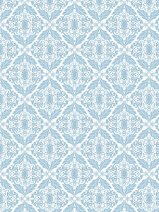 Blue Filigree Clay Coated Wallpaper