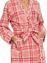 Load image into Gallery viewer, Elegant Red Flannel Plaid Classic Robe
