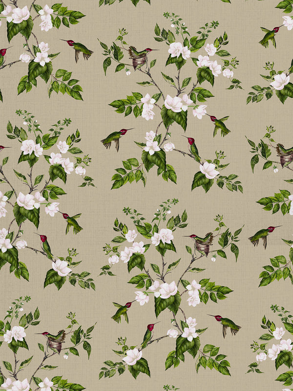 Tan Hummingbird Indoor Fabric