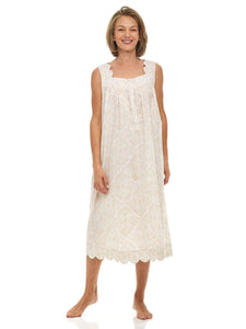 Beige Filigree Gathered Nightgown