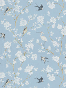 Pale Blue Gardenia Indoor Fabric