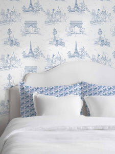 Blue Block Print Floral Indoor Fabric