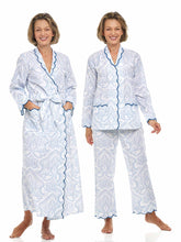 Load image into Gallery viewer, Blue Paisley Bundle: Classic Robe + Pajamas
