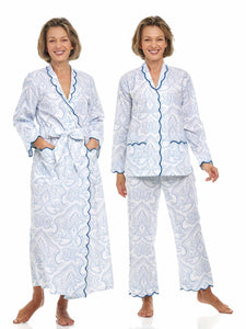 Blue Paisley Bundle: Classic Robe + Pajamas