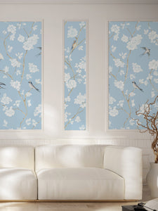 Pale Blue Gardenia Clay Coated Wallpaper