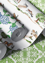 Load image into Gallery viewer, Green Filigree Clay Coated Wallpaper
