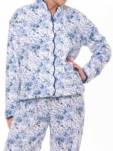 Blue Floral Fleece Jacket