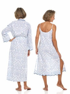 Blue Paisley Bundle: Classic Robe + Slip Nightgown