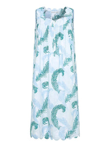 Feather Print Gathered Nightgown