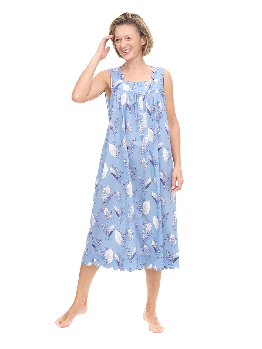 Blue Lily of the Valley Gathered Nightgown