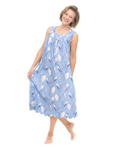 Blue Lily of the Valley Gathered Nightgown
