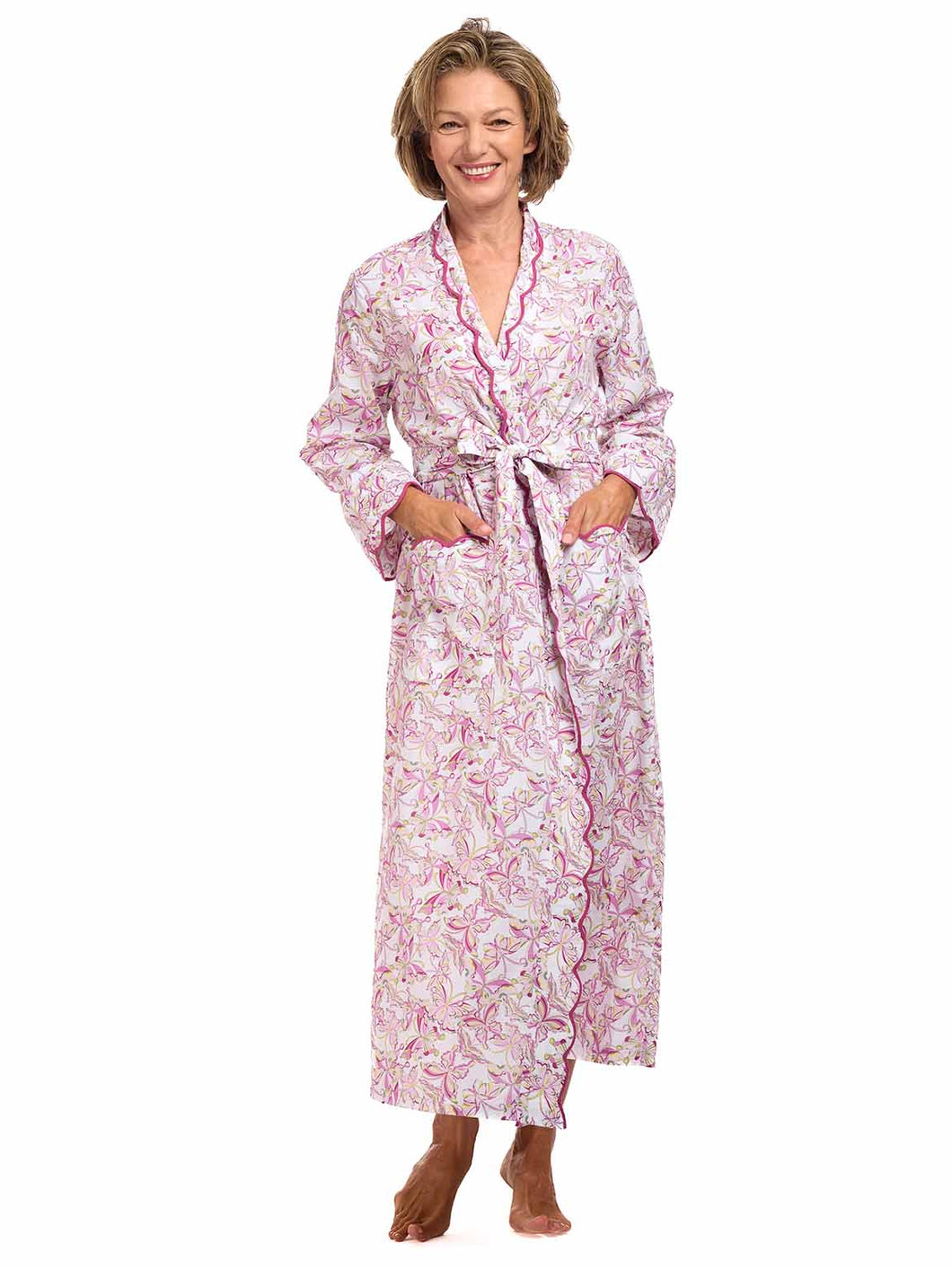Pink Butterfly Print Classic Robe