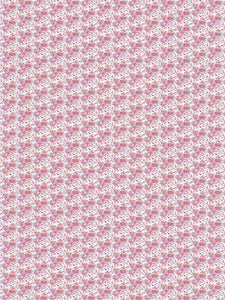 Pink Block Print Floral Grasscloth Wallpaper