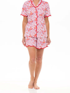 Pink Floral Pima Knit PJ with Shorts