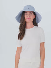 Load and play video in Gallery viewer, Pale Blue Pleated Sun-Travel Hat

