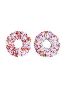 Pink Floral Hair Scrunchies (set of 2)