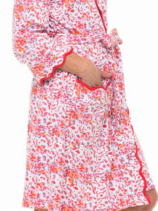 Pink Floral Pima Knit Short Classic Robe