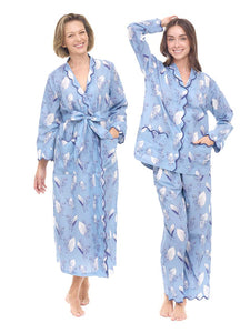 Blue Lily-of-the-valley Bundle: Classic Robe + Pajamas