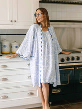 Load image into Gallery viewer, Blue Paisley Bundle: Short Kimono Robe + Cap Sleeve Short Nightgown
