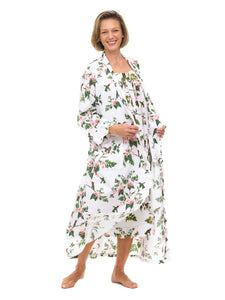 White Hummingbird Gathered Nightgown