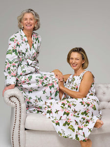White Hummingbird Bundle: Classic Robe + Gathered Nightgown